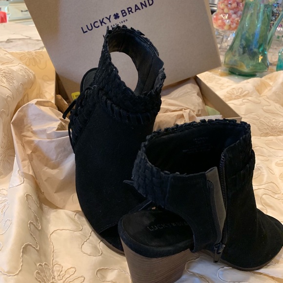 Lucky Brand Shoes - Lucky booties black suede... lots of details